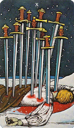 Karta tarota Dziesiątka mieczy co oznacza ?